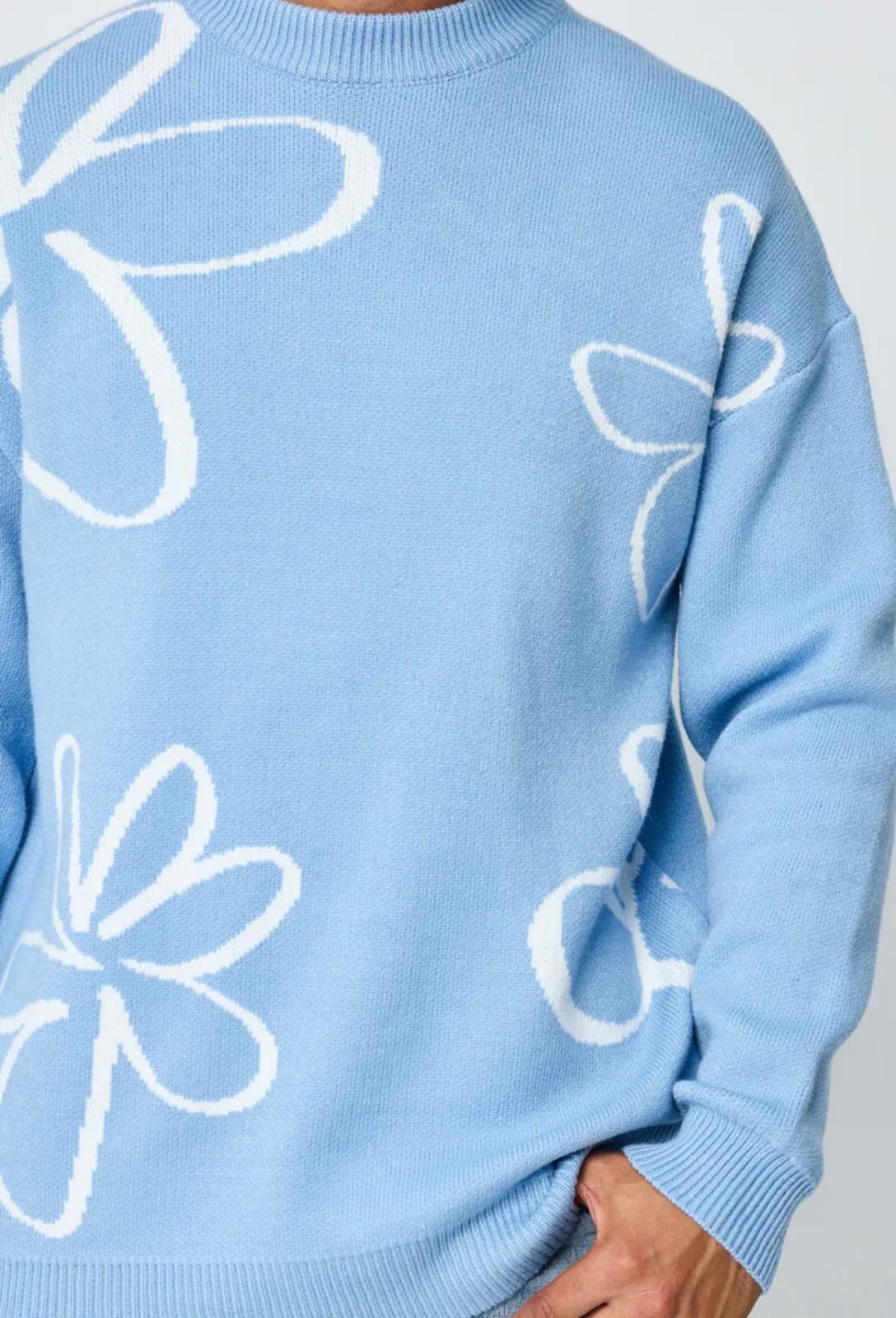 Pull pétales bleu