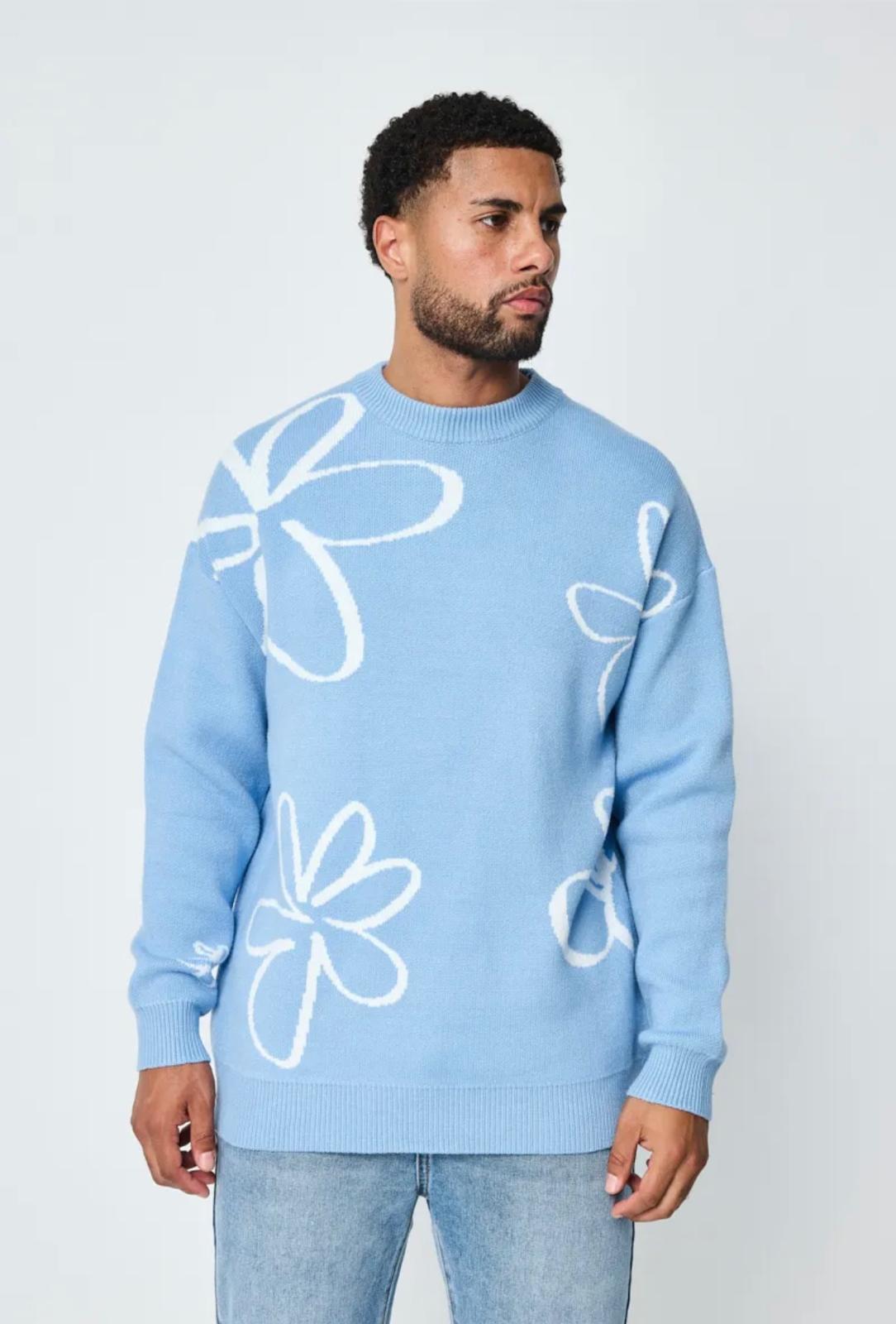 Pull pétales bleu