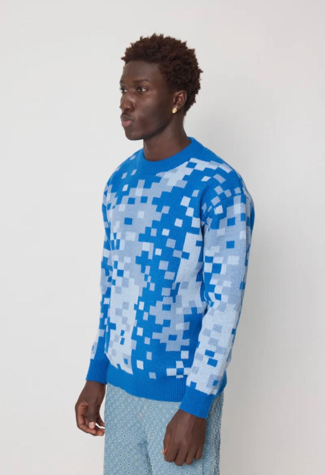 Pull carreaux bleu