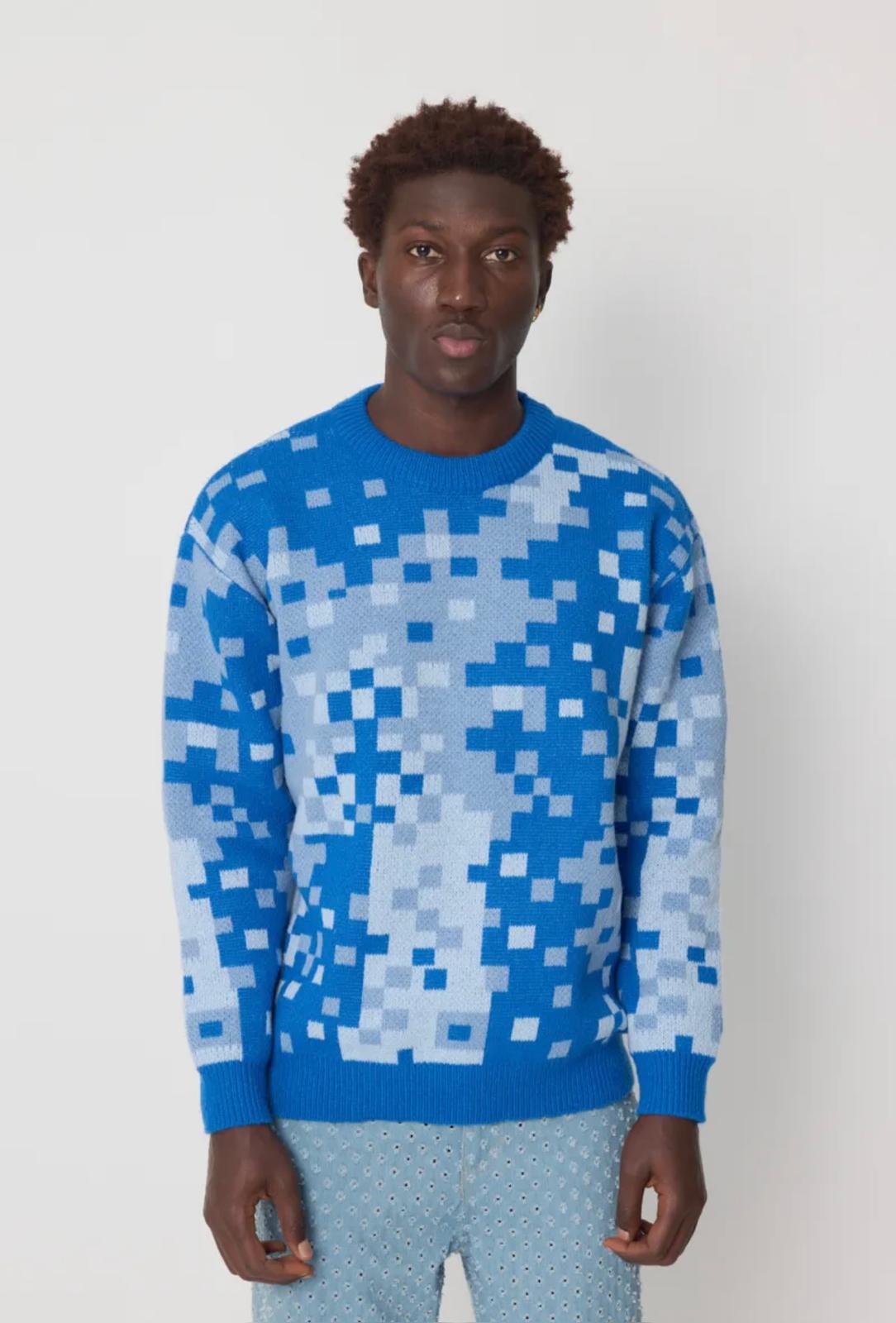 Pull carreaux bleu