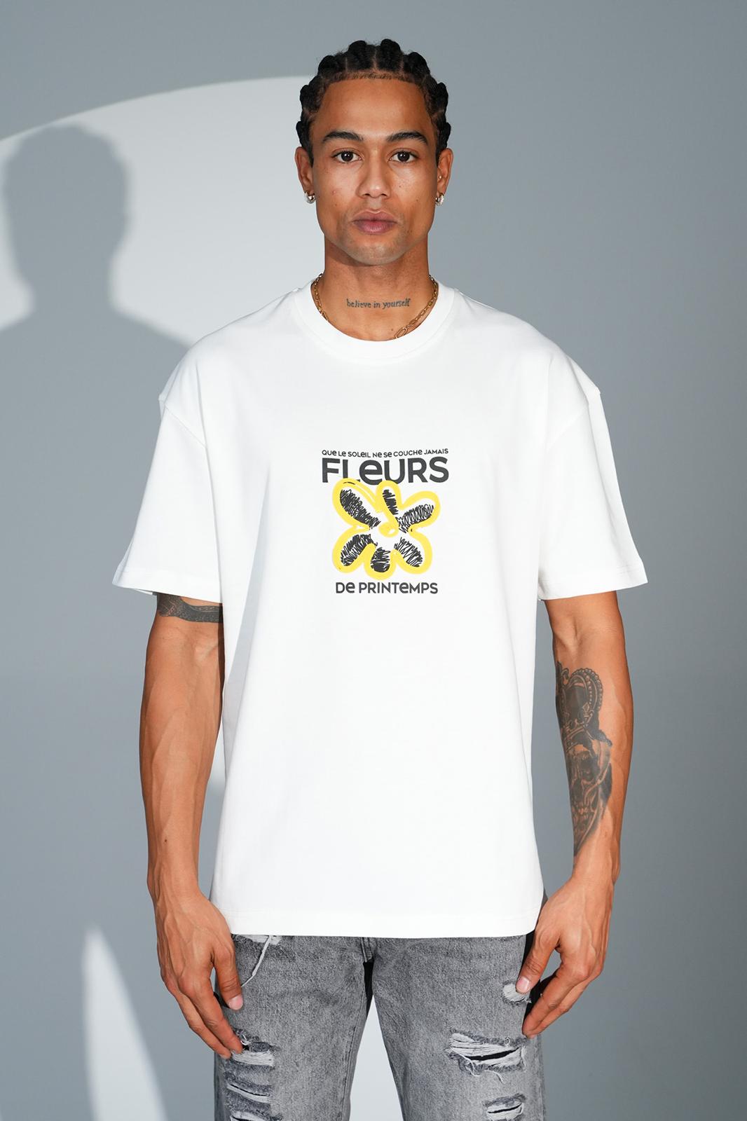 T-Shirt Flowers Blanc