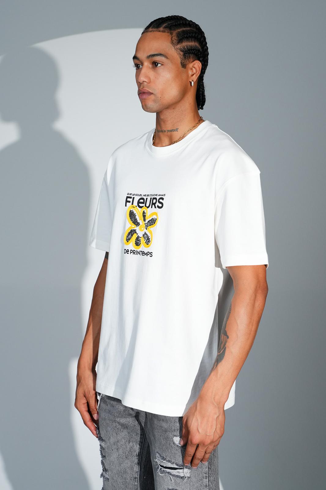 T-Shirt Flowers Blanc