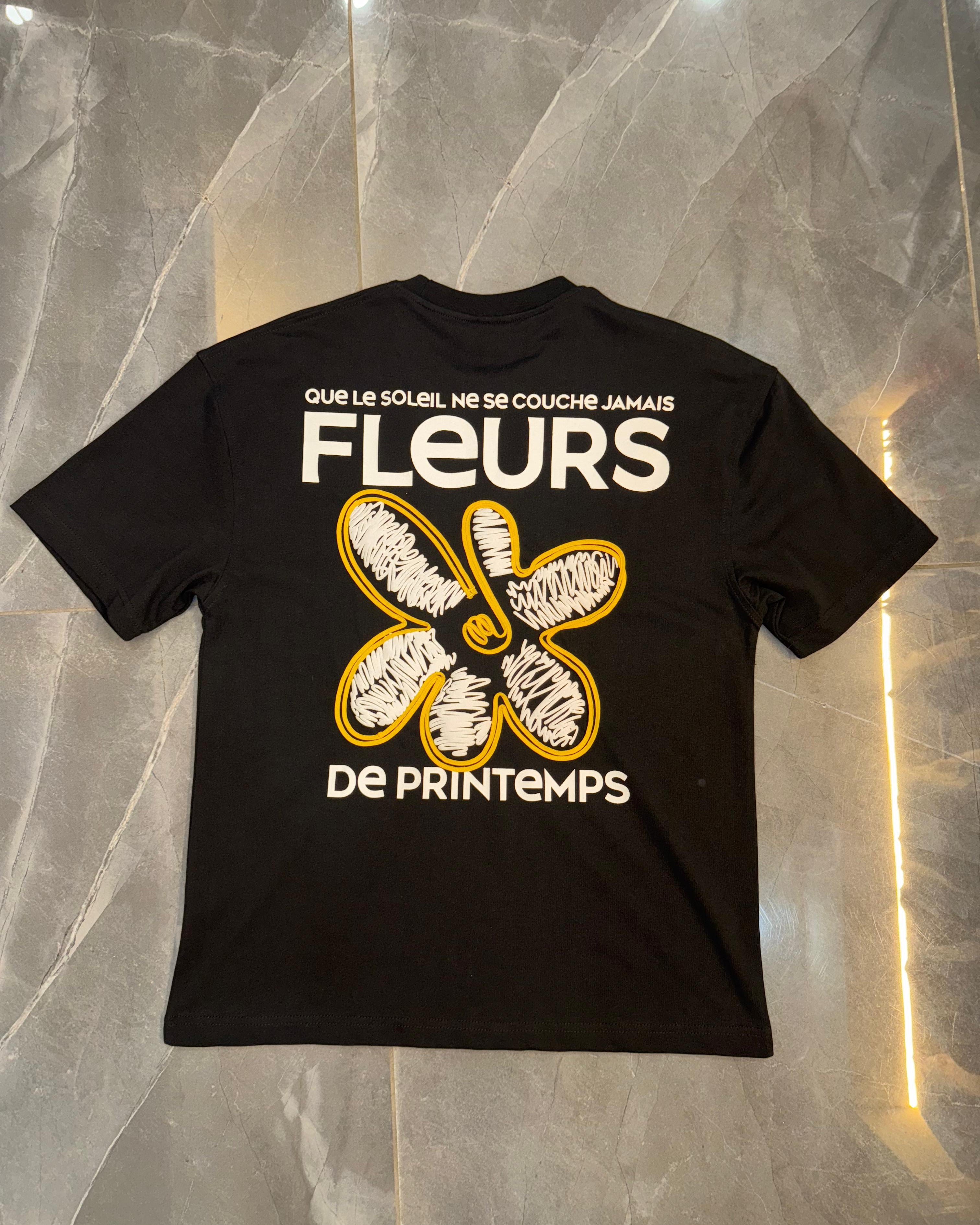 T-Shirt Flowers Noir