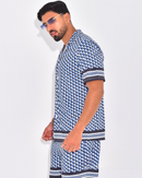 Ensemble short et chemise à motifs Marine