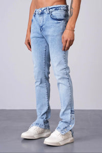 Jeans bouton bleu