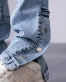 Jeans bouton bleu