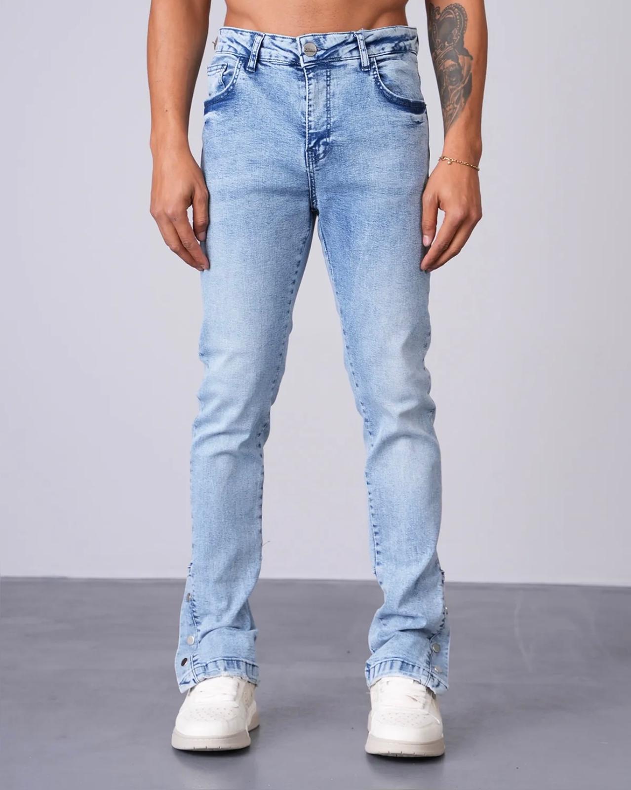 Jeans bouton bleu