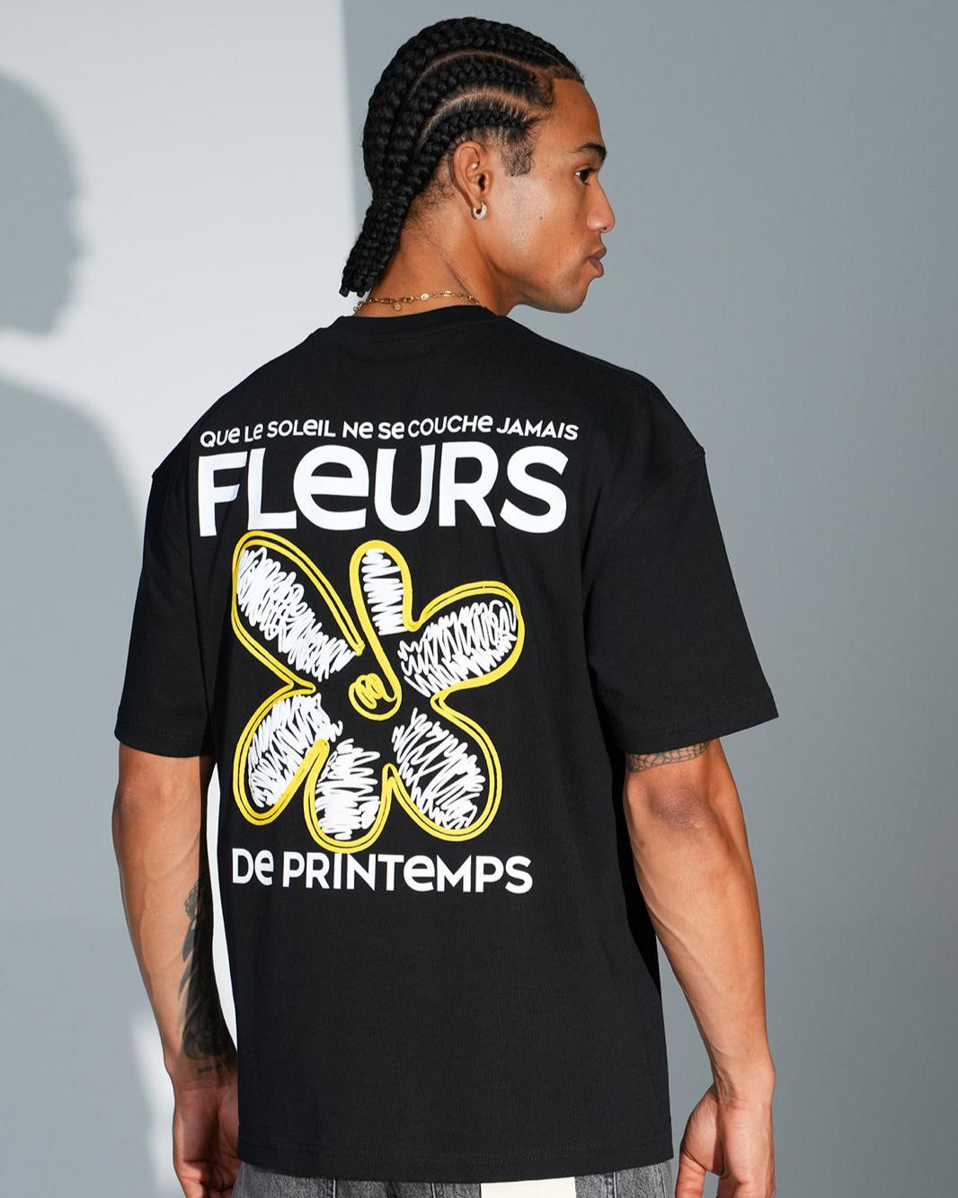 T-Shirt Flowers Noir